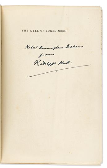 RADCLYFFE HALL (1880-1943) The Well of Loneliness, inscribed first edition.